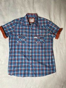 Rocawear Denim Company Short Sleeve Men's Shirt Plaid Pockets XL Button Up